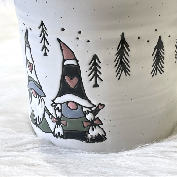 πππSOLDπππCERAMIC GNOME COOKIE JAR Gnome Canister WHIMSICAL MAGICAL WINTER - Picture 5 of 10